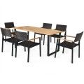 7 Pcs Outdoor Patio Rattan Dining Chair Table Set image