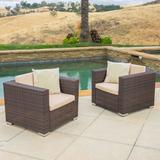 Gibson Outdoor Brown Pe Wicker Sofa Club Chairs image