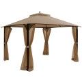 12' x 10'Outdoor Double Top Patio Gazebo-Brown image