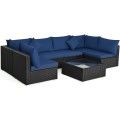 7-Piece Outdoor Wicker Patio Sofa Set-Navy image