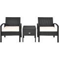 3 Pcs Outdoor Patio Rattan Furniture Set With Cushion image