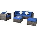 6pcs Patio Rattan Sectional Cushion  Furniture Set image