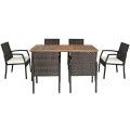 7pcs Patio Rattan Cushioned Dining Set With Umbrella Hole image