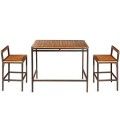 3 Pcs Patio Rattan Wicker Bar Dining Furniture Set image