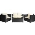 4pcs Patio Rattan Cushioned Furniture Set-White image