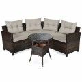 4 Pcs Furniture Patio Set Outdoor Wicker Sofa Set image