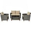 Outdoor 4-Pcs Patio Rattan Furniture Set image