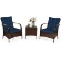 3 Pcs Patio Rattan Furniture Set-Navy image