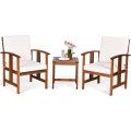 3pc Solid Wood Outdoor Patio Sofa Furniture Set-White image