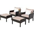 5 Pcs Patio Rattan Wicker Sofa Furniture Set image