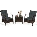 3 Pcs Patio Rattan Furniture Set-Gray image