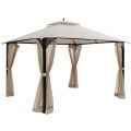 12' x 10'Outdoor Double Top Patio Gazebo-Beige image