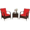 3 Pcs Patio Rattan Furniture Set-Red image