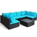 7-Piece Outdoor Wicker Patio Sofa Set-Turquoise image