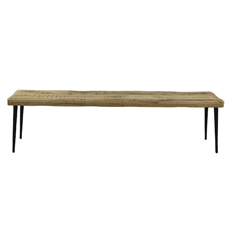 Lg Mango Wood And Hammered Iron Bench image