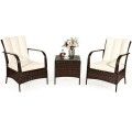 3 Pcs Patio Rattan Furniture Set-White image