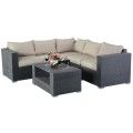 4 Pcs Patio Rattan Wicker Cushioned Sofa Set image