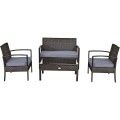 4 Pcs Patio Rattan Cushioned Furniture Set -Black image