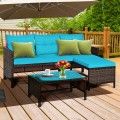 3 Piece Patio Wicker Rattan Sofa Set-Turquoise image