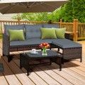 3 Piece Patio Wicker Rattan Sofa Set-Gray image