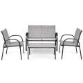 4 Pcs Patio Furniture Set With Glass Top Coffee Table-Gray image