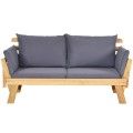 Patio Convertible Daybed Solid Wood Sofa With Cushion image