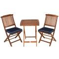 3 Pcs Patio Bistro Set Wood Folding Table Set Garden Yard image