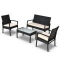 4 Pcs Outdoor Patio Furniture Set Table Chair Sofa Cushioned Seat Garden image