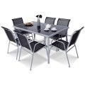 7 Piece Patio Furniture Steel Table Chairs Dining Set image