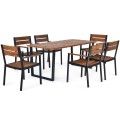 7 Pcs Outdoor Patio Dining Table Set With Hole image